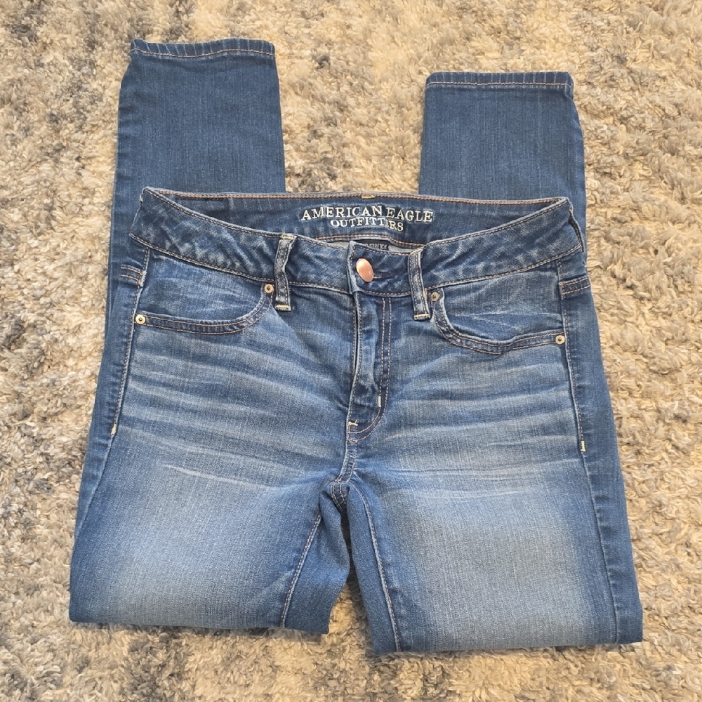American Eagle Outfitters Blue Skinny Jeans with Tapered Legs